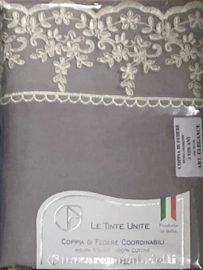 COPPIA FEDERE ELEGANCE TINTA UNITA CON PIZZO REBRODÈ