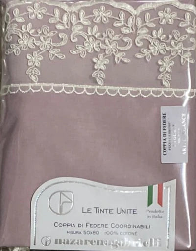 COPPIA FEDERE ELEGANCE TINTA UNITA CON PIZZO REBRODÈ
