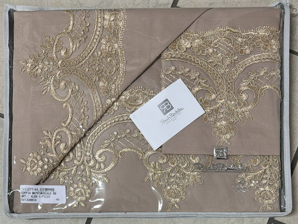 Coppia lenzuola Renato Balestra Alba  con pizzo rebrodè 100% puro cotone matrimoniale