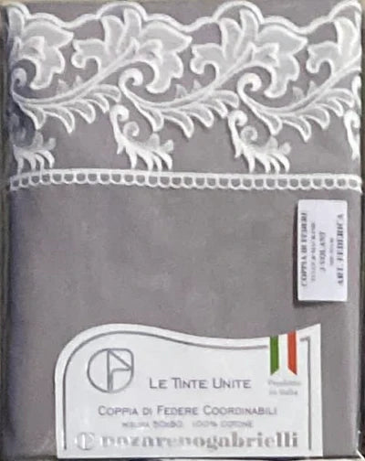 COPPIA FEDERE FEDERICA TINTA UNITA CON PIZZO IN TULLE