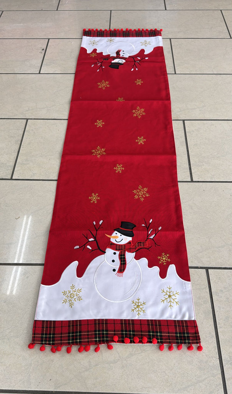 Runner 45X140 foderato e ricamato con pon pon Natale