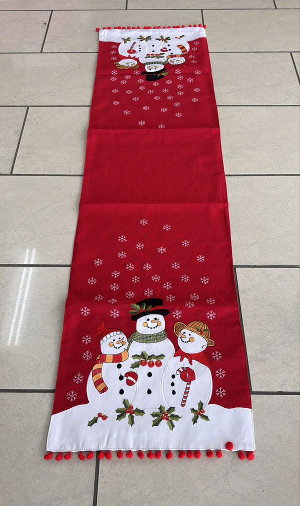 Runner 45X140 foderato e ricamato con pon pon Natale