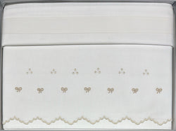 Coppia lenzuola lettino ÉLITE 100% puro cotone ricamati a mano scatolati  Made in Italy