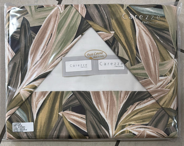 Coppia Lenzuola Carezze  Sole 100% Cotone con balza in raso di cotone e federe interamente stampate