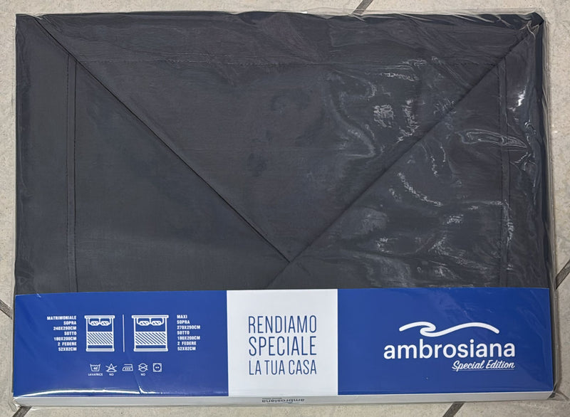 Coppia lenzuola Ambrosiana Capri in 100% puro cotone tinta unita matrimoniale