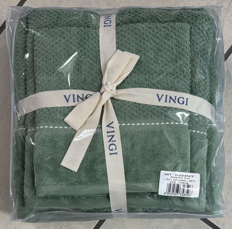 Tris bagno Vingi Elegance in spugna con balza in ciniglia