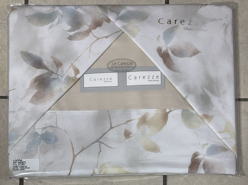 Coppia Lenzuola Carezze Wendy 100% Cotone con balza in raso di cotone e federe interamente stampate matrimoniale