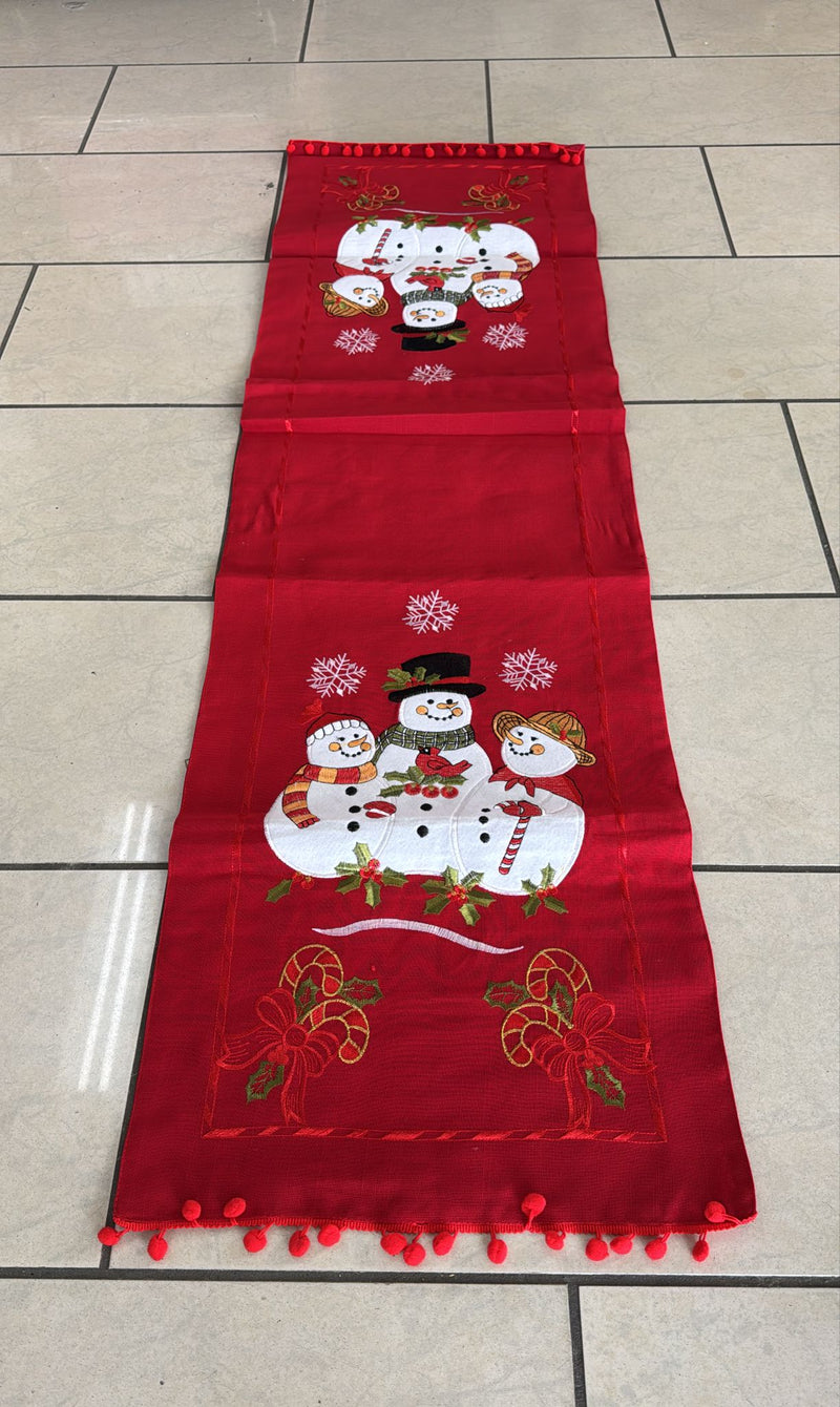 Runner 45X140 foderato e ricamato con pon pon Natale
