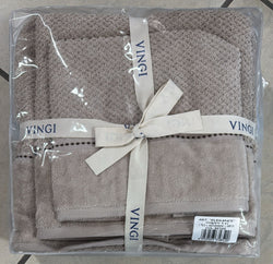 Tris bagno Vingi Elegance in spugna con balza in ciniglia