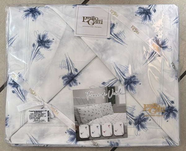 Coppia lenzuola Emilio Gatti Fiori di Vento in 100% puro cotone