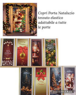Copri Porta Natalizio tessuto elastico adattabile a tutte le porte