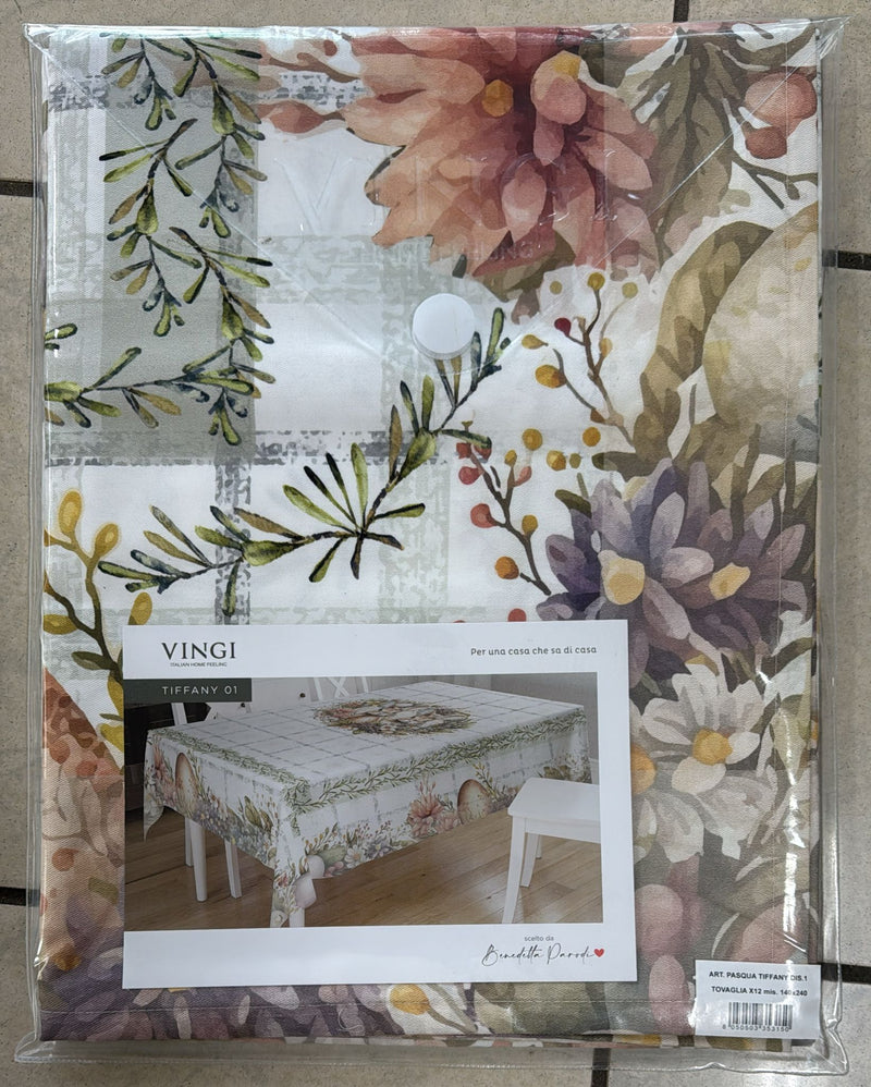Tovaglia Vingi Tiffany Pasqua in 100% puro cotone stampa digitale piazzata
